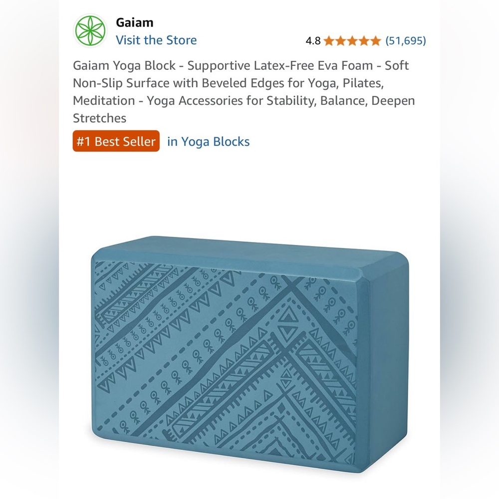 GAIAM Teal Patterned Yoga Block